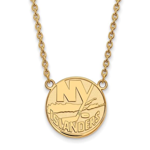 10k Yellow Gold NHL New York Islanders Large Necklace 18 Inch